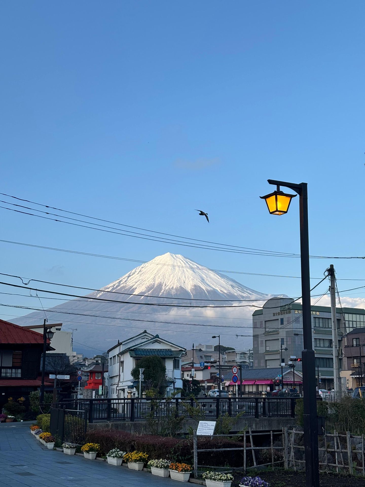 Rue japonaise avec le Mont Fuji en arrière-plan – photo AroundJapan