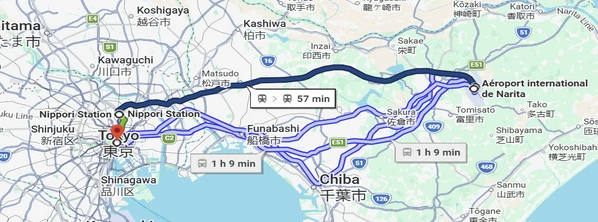 Trajet entre Narita et Tokyo