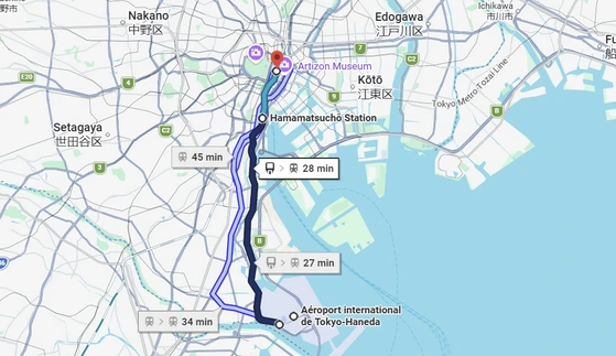 Trajet entre Haneda et le centre de Tokyo